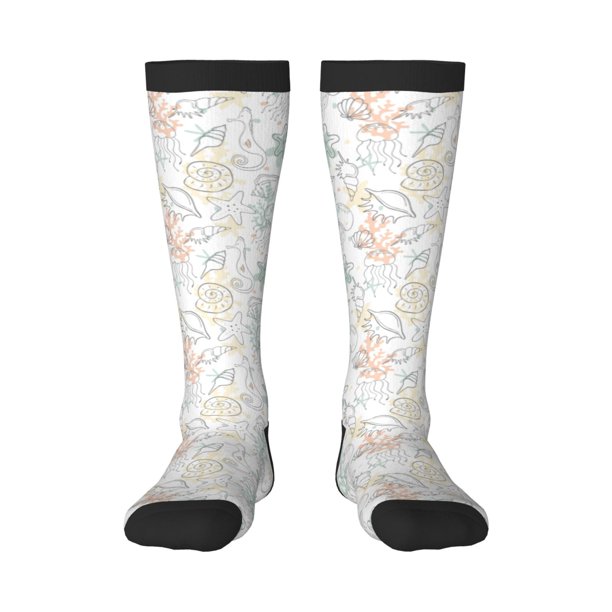 Fotbe Sea Animals Calcetas Divertidas Estampadas para Hombre y Mujer, Calcetas de Algodón hasta la Rodilla para Caminar, Correr, Enfermería y Embarazo