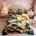 thumbnail image 2 of Manfei Traditional Crane Pine Queen Comforter Set for Home, Mountain Sunset Bedding Comforter Set for Office, Beige Blue Gold, Gray Reversible 3-Piece, 1 Comforter and 2 Pillowcases, 2 of 6