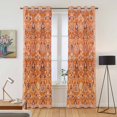 thumbnail image 2 of Boho Orange Kitchen Curtains 84 Inch Length, Country Style Bohemian Floral Retro Tribal Grommet Top Bedroom Living Room Curtains, Light Filtering Cafe Curtain Drapes 2 Panels Set 84''x84'', 2 of 9