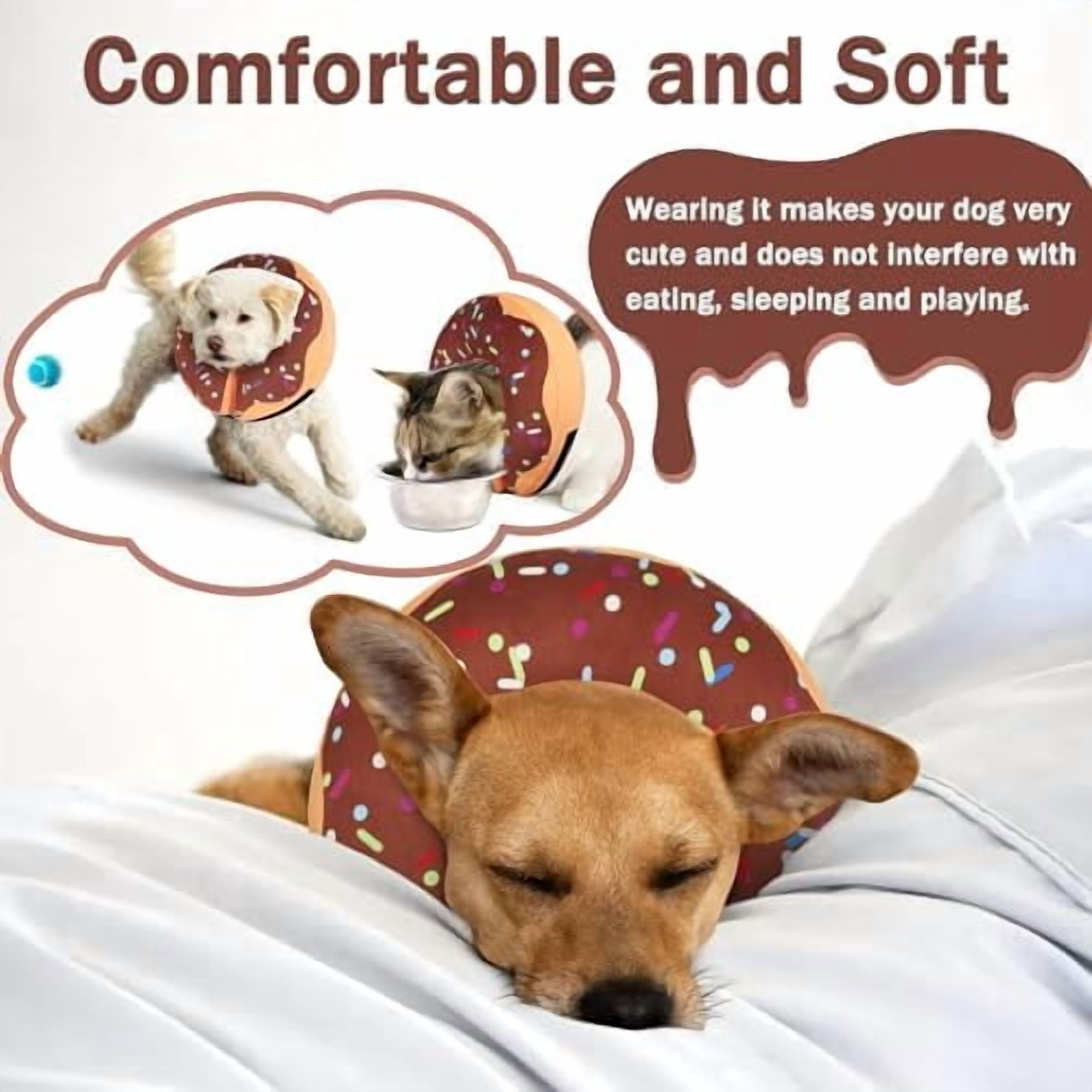 Recovery Donut Collar for Dogs & Cat,Inflatable Dog Cone Collar Alternative After Surgery,Soft Dog Cone for Large Medium Small Pet, Adjustable Pet Neck Donut(Brown,Small)