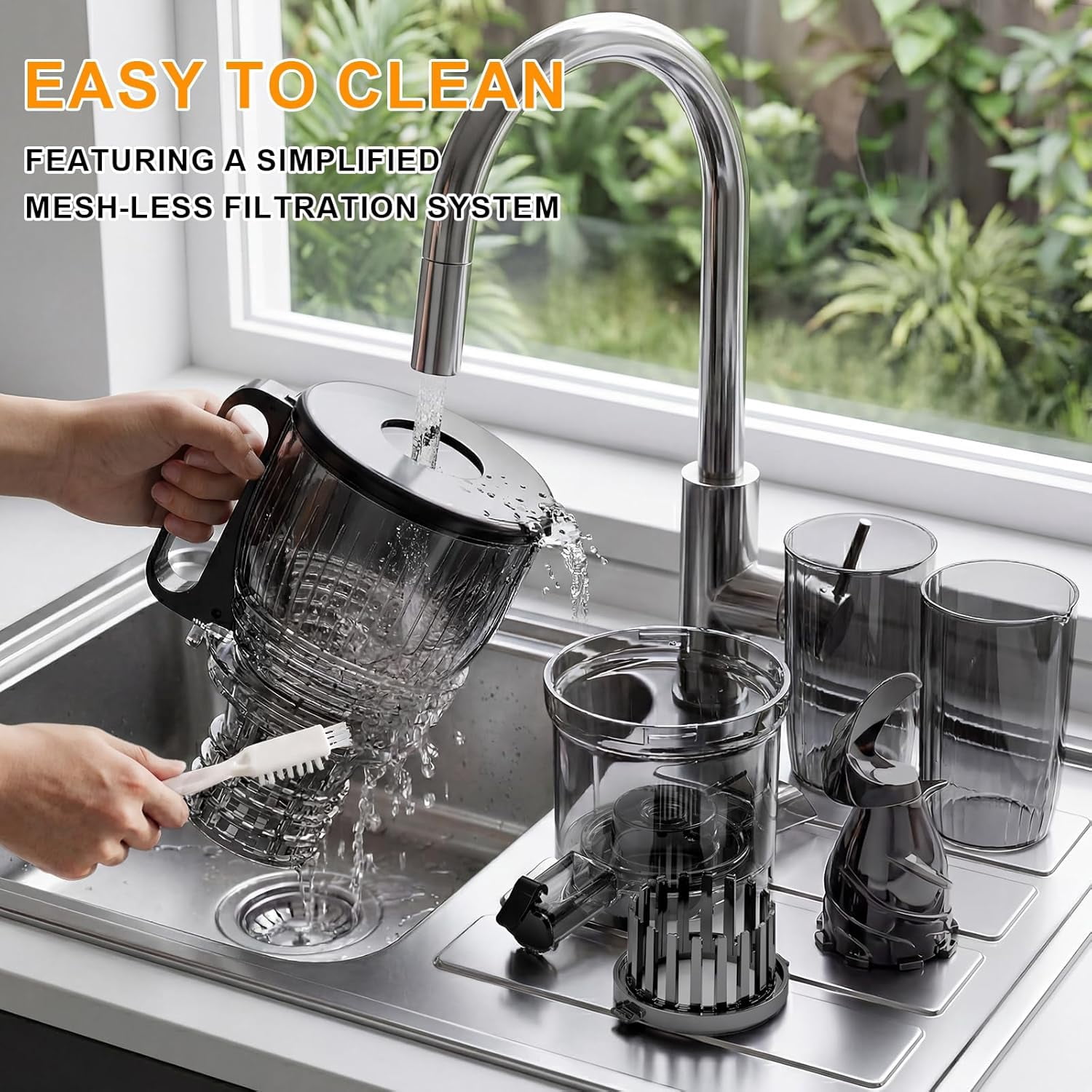 300W Cold Press Juicer with 5.8 Inch Feed Chute, Slow Masticating  for Fruits Vegetables High Yield Easy Clean  Black