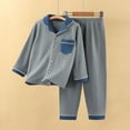 thumbnail image 3 of vdgthytj Kids Pajama Sets Sleepwear Warm Casual Long Sleeve Button down Shirts and Pants 2 Piece Outfits Loungewear, 3 of 4