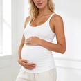 thumbnail image 2 of Gelikeya Maternity Tank Tops Seamless Side Ruched Sleeveless Pregnancy Basic Shirt with Built in Bra Workout Top White, Size XL, 2 of 6