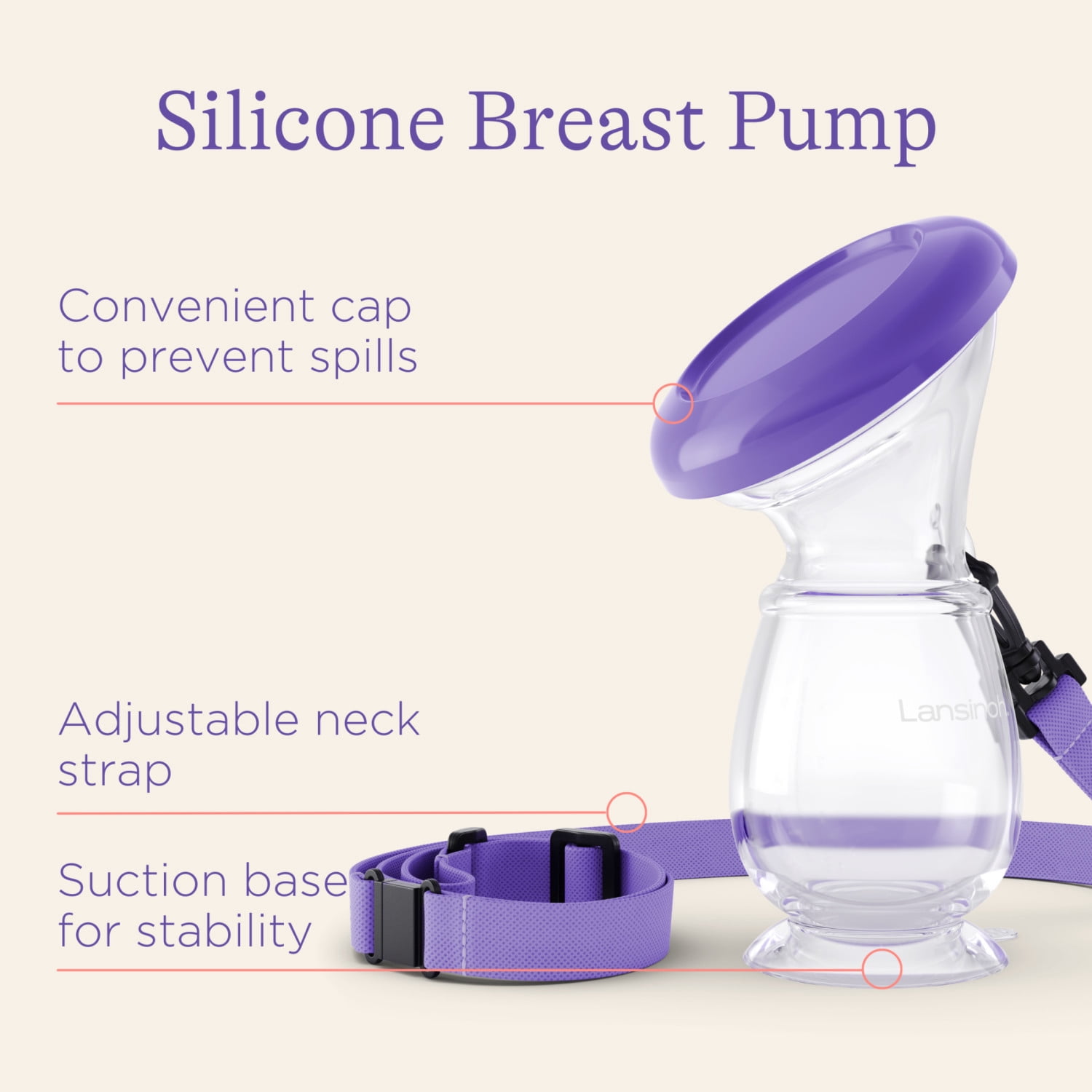 Lansinoh Silicone Breast Pump for Breastfeeding, Hands-Free Milk Collector, 1 Pack