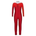 thumbnail image 2 of vastwit Gymnastics Leotards for Girls Metallic Color Block Sports Dance Full Body Unitard Jumpsuit One Piece Red&Burgundy 6, 2 of 5