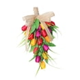 thumbnail image 4 of predolo Artificial Flower Wreath Teardrop Tulip Swag Wall Decor for Wedding Party Spring Red Yellow Purple, 4 of 8