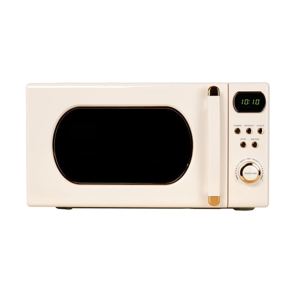 Open Box Mainstays MS8636130889-01 0.7 Cu ft Retro Countertop Microwave Oven , 700 Watts, Vanilla Dream