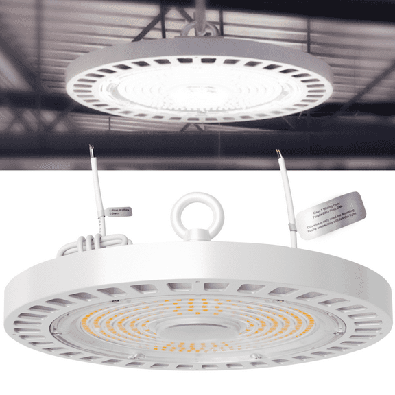 Sunco LED UFO High Bay Light, Shop Lights for Garage, Hard Wired, 5000K Daylight, 150W, 21000 LM, 100-277V, Dimmable 0-10V, Wet Rated, White UL.