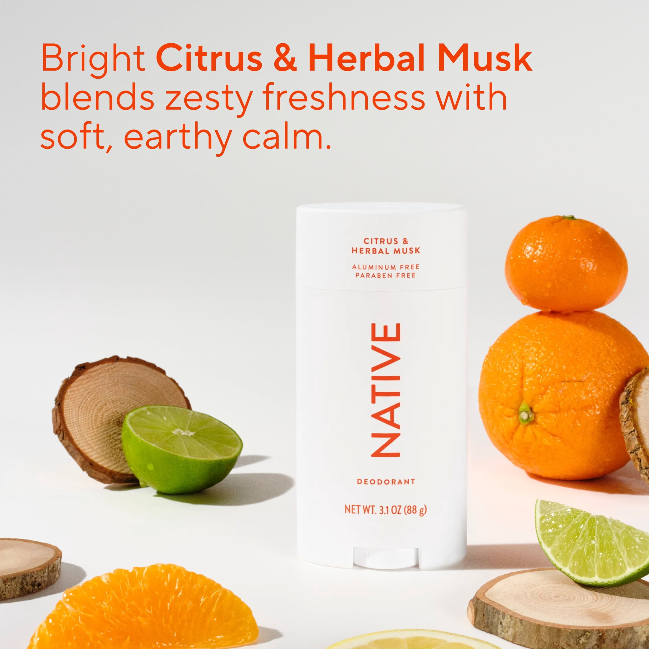 Native Aluminum Free Deodorant For Men, 72 Hour Solid Deodorant Stick, Citrus & Herbal Musk, 3.1oz