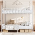 thumbnail image 3 of Harper & Bright Designs Queen over Queen Industrial Bunk Bed with Curved Guardrails, Heavy-Duty Metal Bunk Bed Frame with Under Bed Space, White, 3 of 14