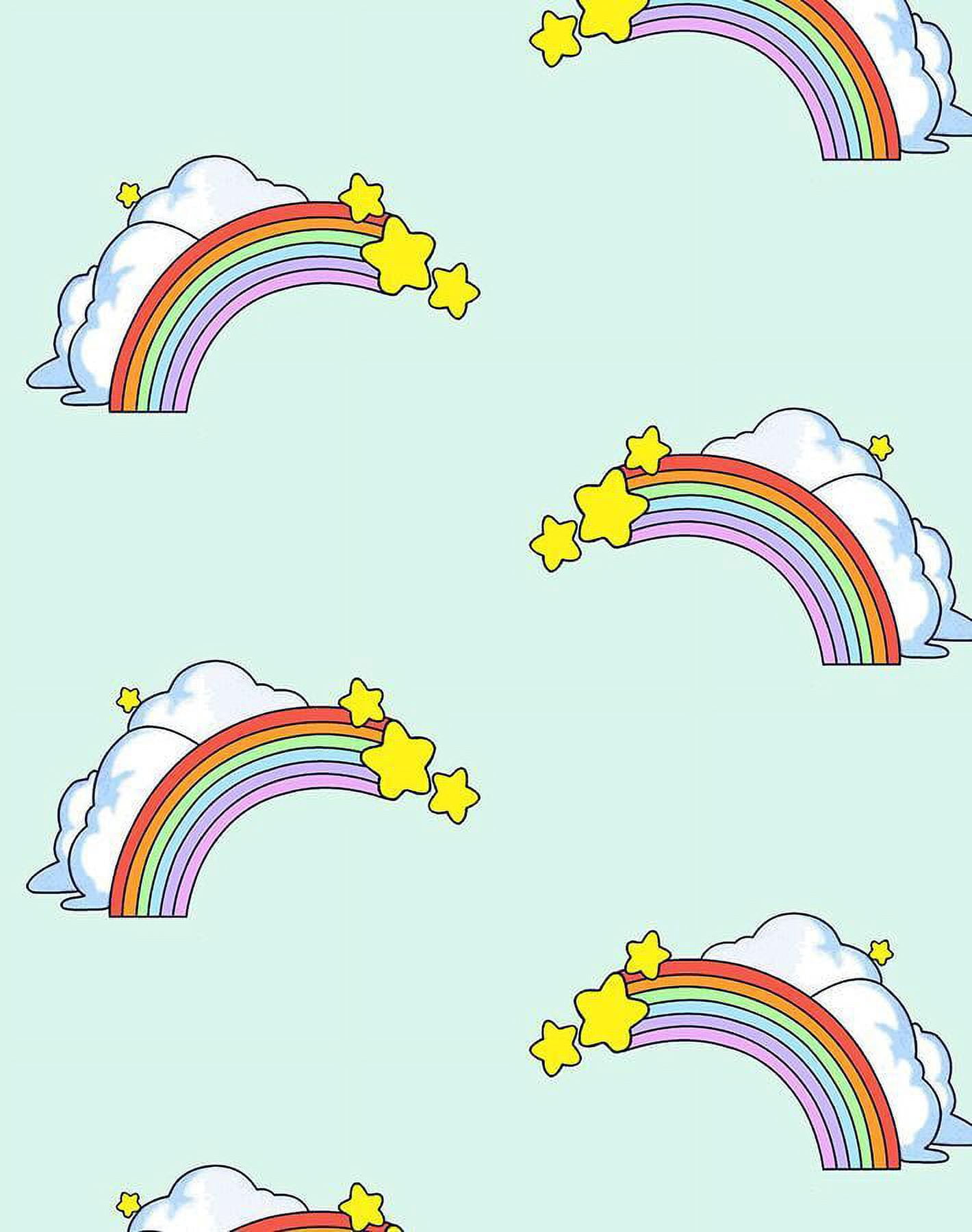 Barbie Rainbows Removable Vinyl Wallpaper, Seafoam