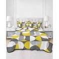 thumbnail image 3 of Grey Yellow, Twin Size Down Alternative Comforter, Lightweight Comforter Quilt Bedding Set with Pillow Shams Middle Century Abstract Geomrtry All Seasons Bed Comforter Duvet Insert 68"x86", 3 of 7