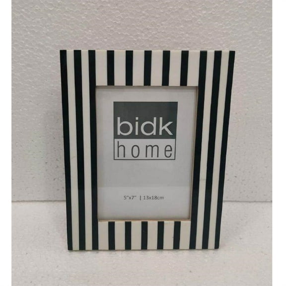 BIDK Home Striped Picture Frame - for 5" x 7" Photo - Black and White