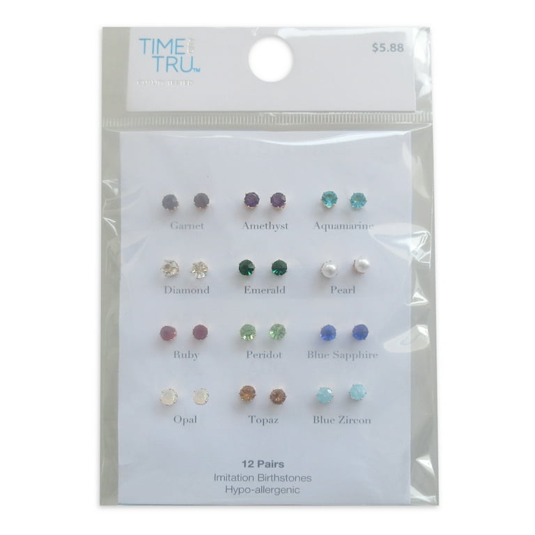 Time and Tru Women's Gold-Tone Imitation Birthstone Stud Earring