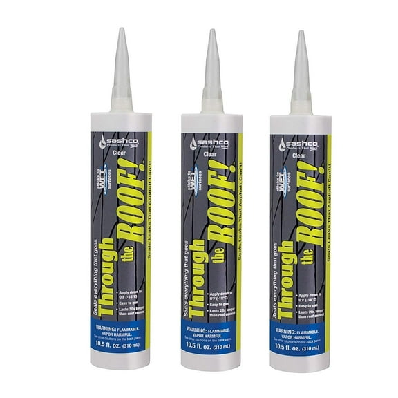 Sashco Through The Roof Sealant, 10.5 oz Cartridge, Clear Pack of 3