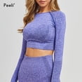 thumbnail image 5 of Peeli-Top corto de manga larga para mujer, Top deportivo para Yoga, camisetas sin costuras, Top corto de Fitness, ropa deportiva activa, camiseta atlética de entrenamiento, 5 of 5