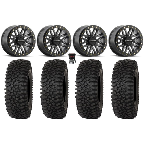 Raceline Ryno Bdlk 15" Wheels Gm 35" Roctane STX Tires Kawasaki Mule Pro FXT