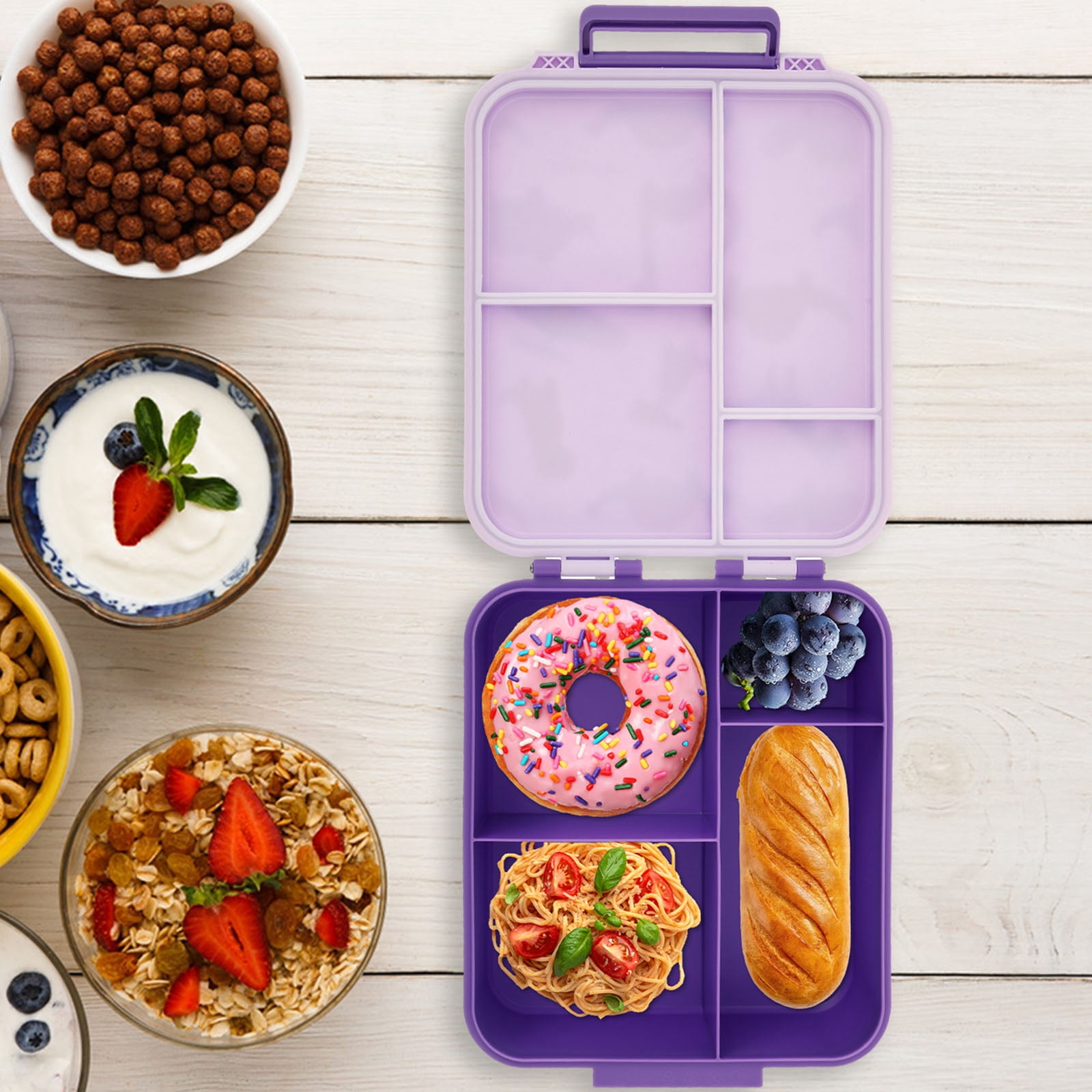 Grusce Bento Lunch Box Set with 10.15oz Soup Thermo, Leak-Proof Lunch Containers with 4 Compartments, Thermo Hot Food Jar and Insulated Lunch Bag