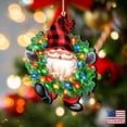 thumbnail image 2 of Designocracy Set of 2 Gnome Santa Wreath Lights Wooden Christmas Ornaments 5.5", 2 of 5