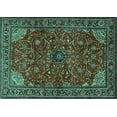 thumbnail image 1 of Ahgly Company Machine Washable Indoor Rectangle Persian Turquoise Blue Traditional Area Rugs, 7' x 9', 1 of 4