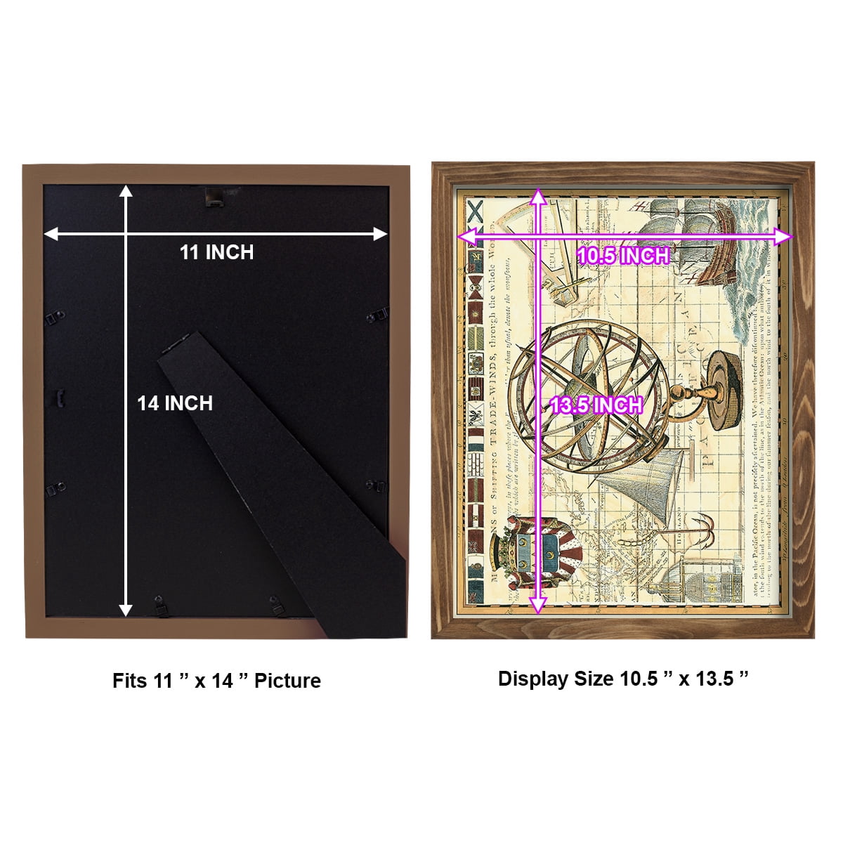Nautical Map I -Framed Print w/glass-Walnut
