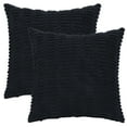 thumbnail image 2 of Funda de cojín decorativa REGALWOVEN de terciopelo suave, con rayas bohemias, color negro, 18" x 18", 2 of 6
