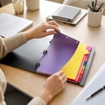 thumbnail image 3 of 3 Ring A4 Loose Leaf Binder with Rainbow Tab Dividers, Hard Cover Document Organizer Multi Color Index Page Folder for Office School Paper Classification, 3 of 6