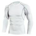 thumbnail image 2 of FRSASU Men's Athletic Long Sleeve Compression Shirts,Quick Dry Running Workout Gym Sport Base Layer Tops White, 2 of 3