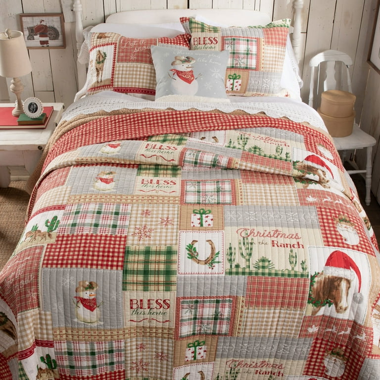 Cowboy Christmas Printed Patchwork Western Full/Queen Quilt