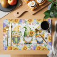 thumbnail image 2 of Sunflowers Placemats Set of 4, Spring Flowers Gnomes Hydrangea Daisy Wood Placemats for Dining Table, Place Mats for Kitchen Tabletop, Waterproof Wipeable Dining Table Mats Set, 2 of 9