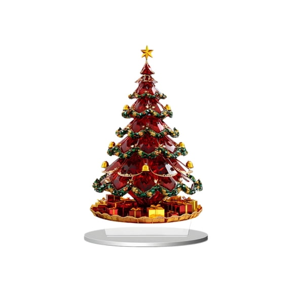 YuanGuangQ Christmas Tree Acrylic Figurine, 2D Tabletop Centerpiece Decor, Modern Festive Christmas Holiday Display for Shelf Desk Mantle Home Indoor Party Decoration