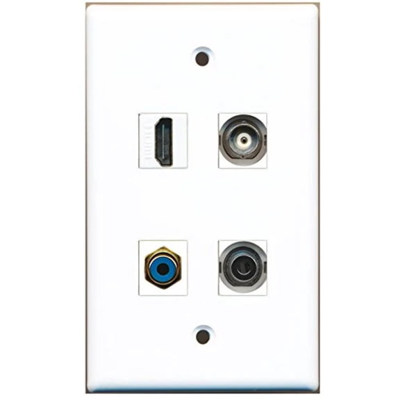 RiteAV - 1 Port HDMI 1 Port RCA Blue 1 Port 3.5mm 1 Port BNC Wall Plate