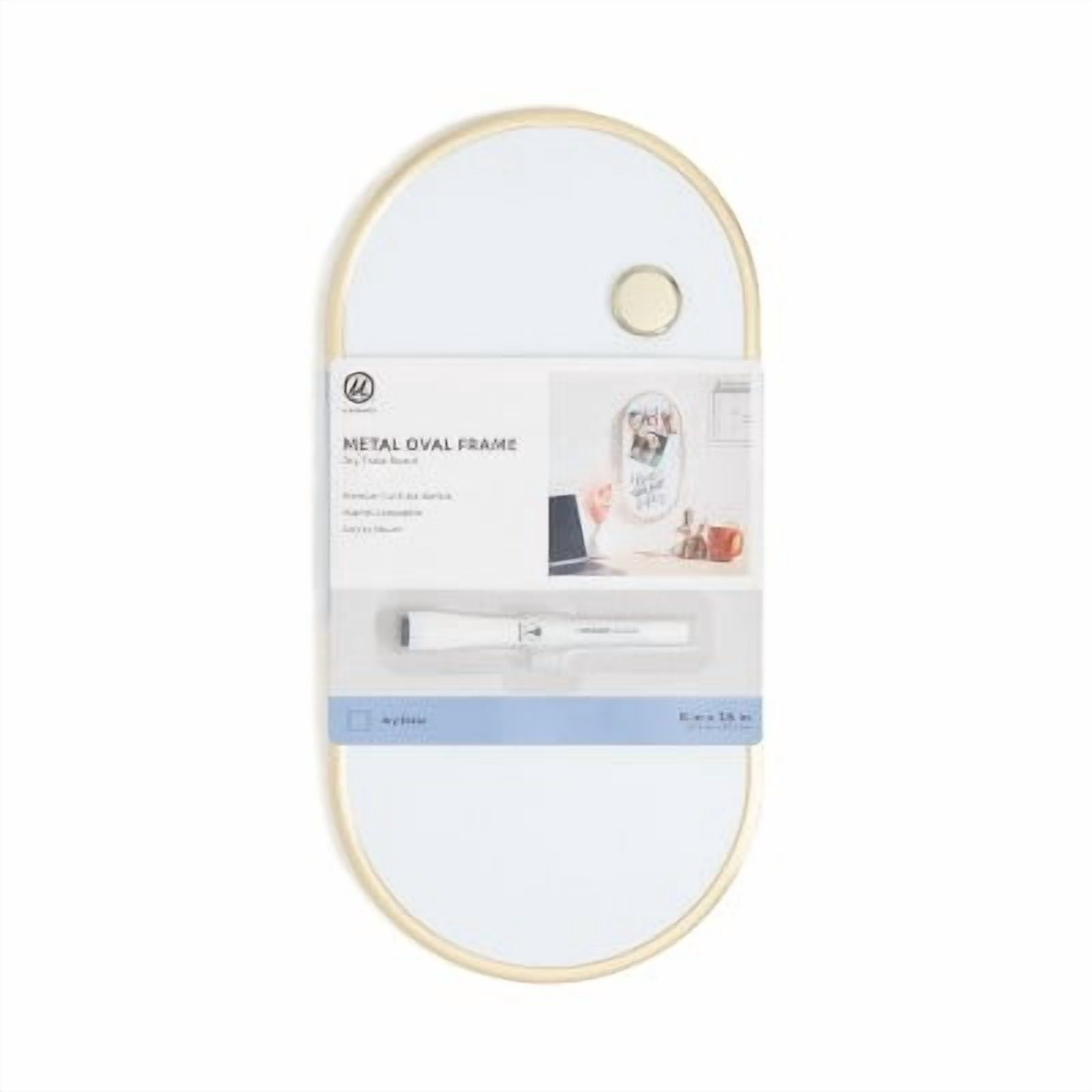 8"x16" Metal Frame Oval Dry Erase Board Gold