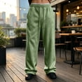 thumbnail image 2 of Hsovts Men's Baggy Sweatpants Drawstring Elastic Waist Rope Wide Leg Pants Unisex Breathable Oversized Streetwear Trousers Mint Green M, 2 of 8