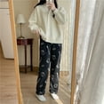 thumbnail image 4 of Pantalones de pijama Kawaii Sanrio Hello Kitty para mujer, ropa informal, pantalones gruesos de felpa suave, dibujos animados, negro, Y2K, 4 of 4