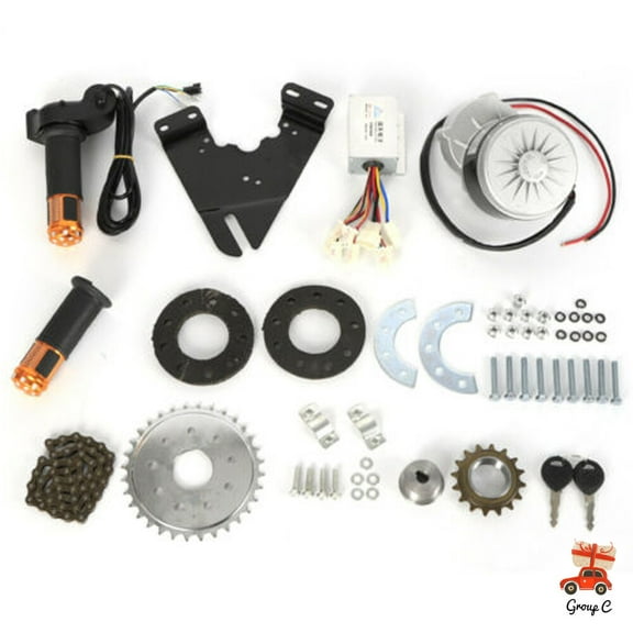 250W 24V Electric Bike Thumb Throttle Kit, E-Bike Conversion Kit with Chain for DIY Small Electric Tricycles