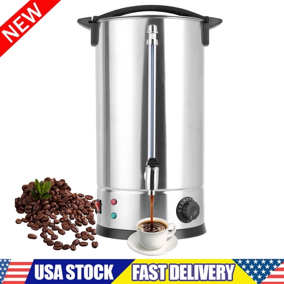 100-Cup Commercial Coffee Urn, 16L Hot Water Dispenser, Stainless Steel Percolate Coffee Maker