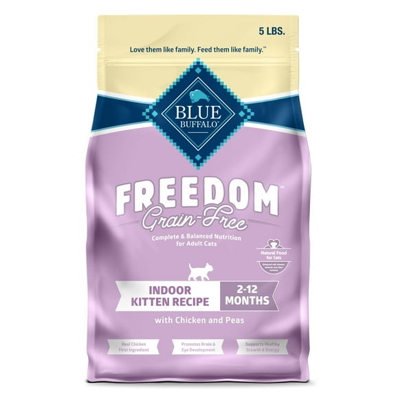 Blue Buffalo Freedom Grain-Free Dry Indoor Kitten Food with DHA, Chicken Recipe, 5-lb. Bag