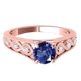 thumbnail image 2 of Mauli Jewels Engagement Rings for Women 1 Carat Halo Unique Design Sapphire And Diamond Engagement Ring Crafted 4-prong 14k Solid Rose Gold, 2 of 7