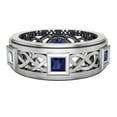 thumbnail image 4 of Wedding Bands for Men 9 MM Princess Cut Sapphire 14K White Gold 1.70 CTW, 4 of 5