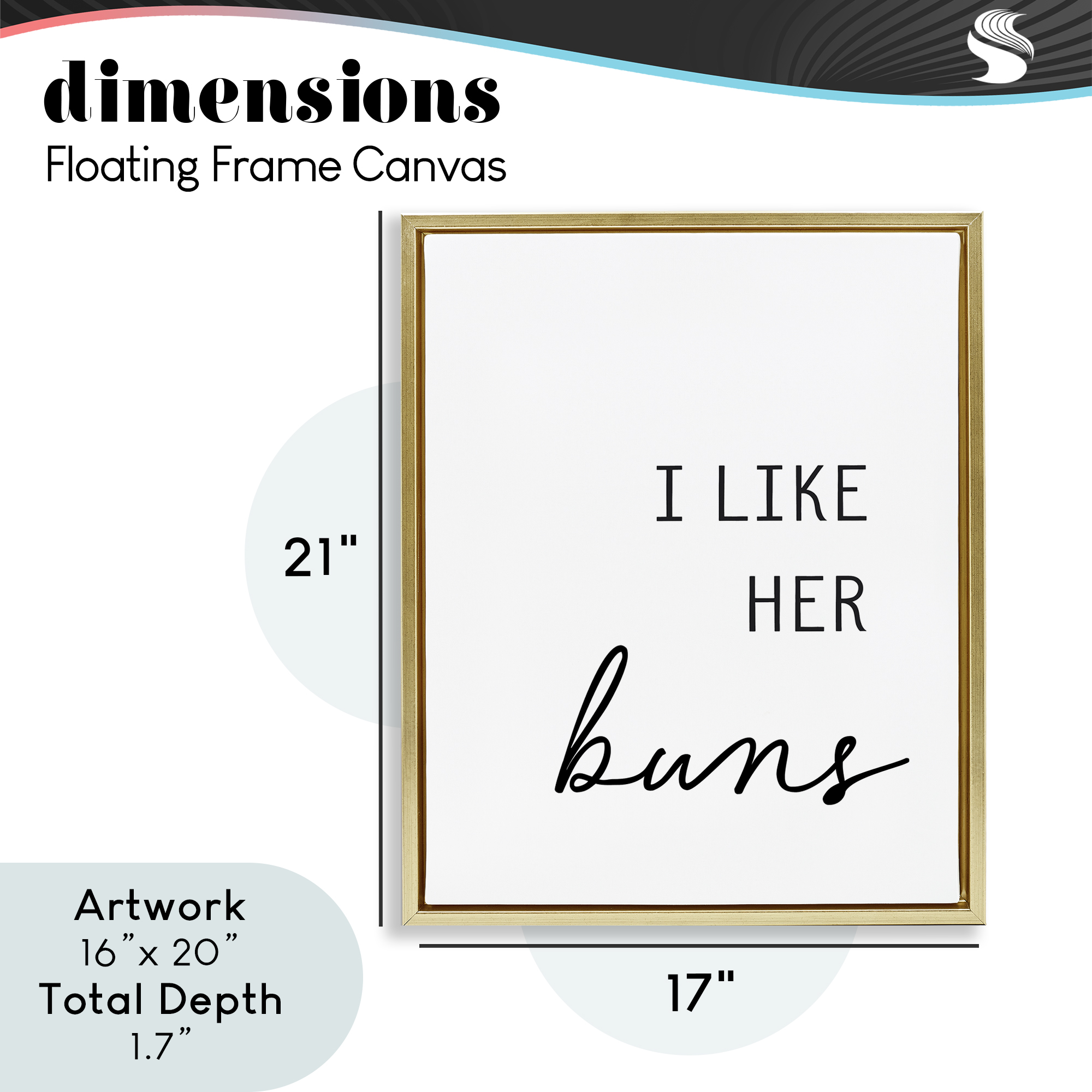 Like Her Buns Gold Framed Floater Canvas Wall Art, design by Lettered and Lined