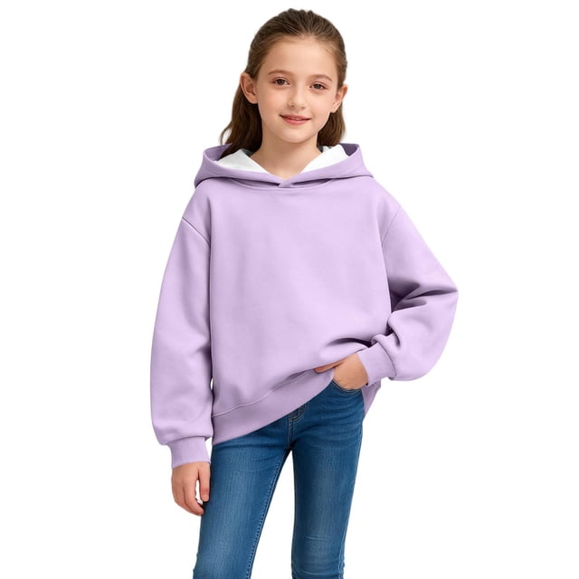 Blusa con capucha de manga larga para niñas y niños, primavera y otoño, sudadera con capucha de manga larga de color liso, top versátil de moda, abrigo con capucha para hombres y mujeres, sudadera con