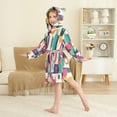 thumbnail image 4 of FORMRS Niños Bathrobe Unisex Hooded Robe Soft Plush Pajamas Sleepwear, Size 2-3T, Pink Geometric, 4 of 7