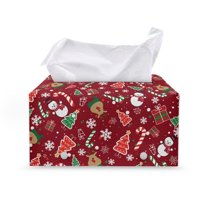 Psesaysky Cartoon Merry Christmas Tissue Box Cover Rectangle, Waterproof PU Leather Car Tissue Holder Facial Napkin Organizer Fashion Decorative on Table and Bathroom, Office