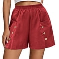 thumbnail image 6 of Inverlee Plus Size Elastic Waist Capri Jogger Pants for Women Casual Solid Color Cropped Trousers with Pockets Red XXXL, 6 of 7