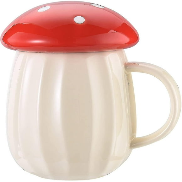 1pc Mushroom Mug, Cute Mushroom Cup, Ceramic Mushroom Cup With Lid, Cute Coffee Mug Kawaii Milk Cup Creative Valentines Day Birthday Gift Mushroom Dec