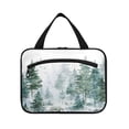 thumbnail image 2 of Travel Hanging Toiletry Bag with 4 Zipped Compartments Waterproof Makeup Accessories Spacious Cosmetic Bag Green Snowy Forest Scene Large, 2 of 9