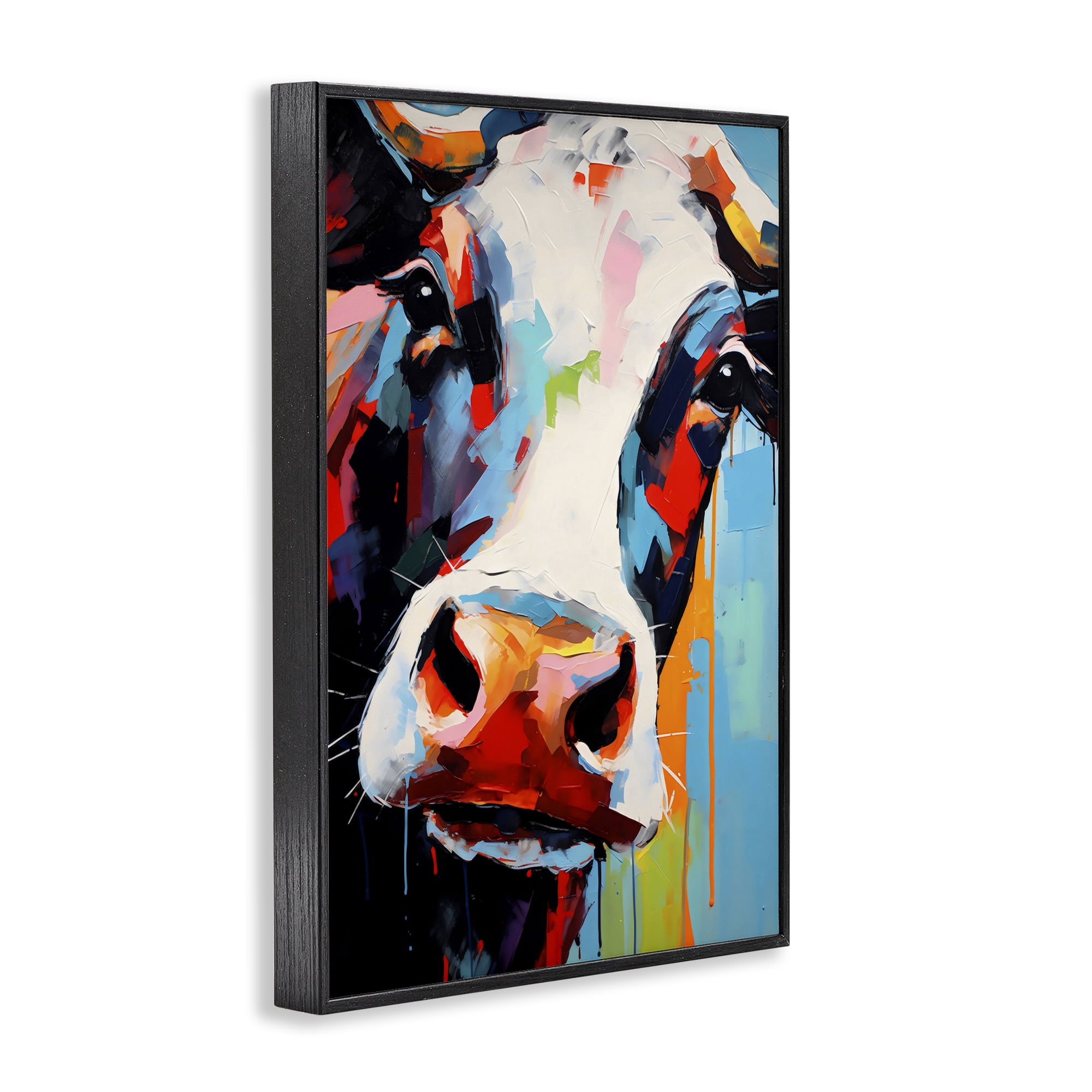 Stupell Industries Cow Of Many Colors Black Framed Giclee Art, design by Creative Studio