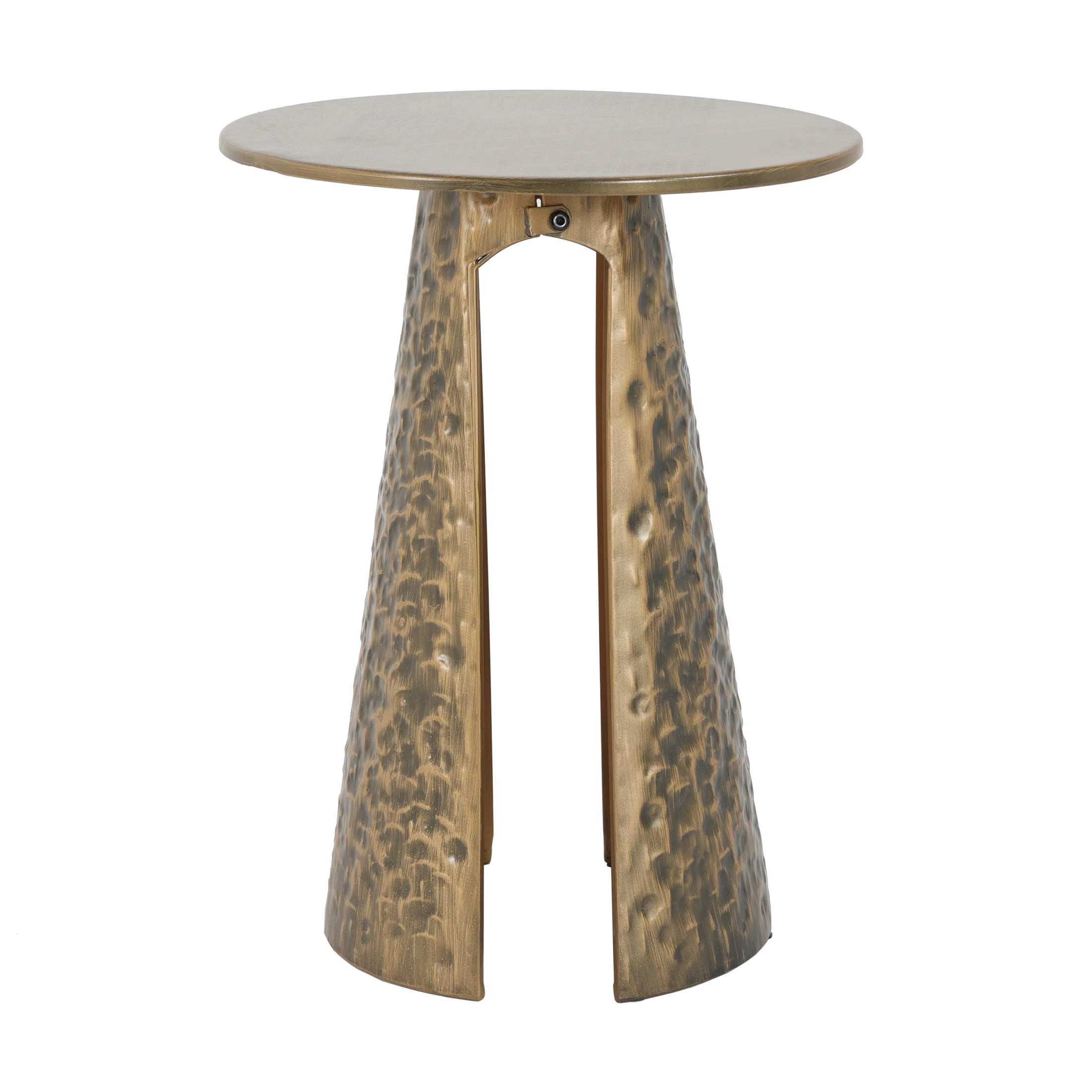 Christopher Knight Home Modern Luxury Metal Side Table, Hammered Texture, Sculptural Design, Copper-tone