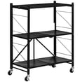 thumbnail image 1 of HOMCOM 3 Tier Utility Cart Kitchen Rolling Cart with Lockable Wheels Black, 1 of 10